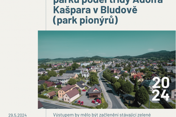 Veřejná prezentace: Návrh prostranství parku podél třídy Adolfa Kašpara v Bludově (park pionýrů)