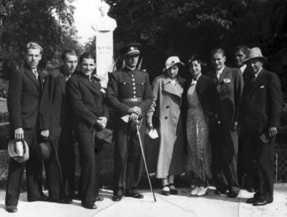 Czechoslovakia,  Bratislava, July 1934; Second Lieutnant Karel Hlasny after graduation at Military Academy for Artillery Officers, with some friends  and Karel´s older brother Tonik (far right)  