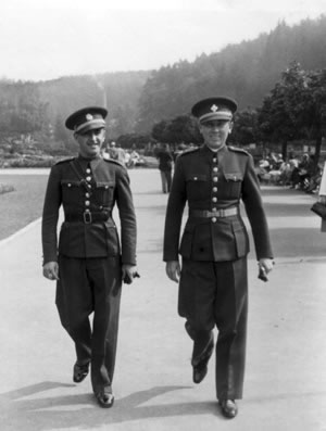 Czechoslovakia, Luhacovice Spa, 1938; Lieutnant Karel Hlasny (left) and another officer