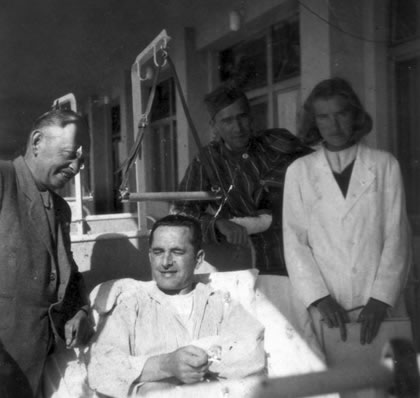 Slovak Republic;  Military Hospital in Vysne Hagy (Tatras Mountains), March 1945; Patient Major Karel Hlasny and visiting him his older brother Antonin Hlasny(Tonik)